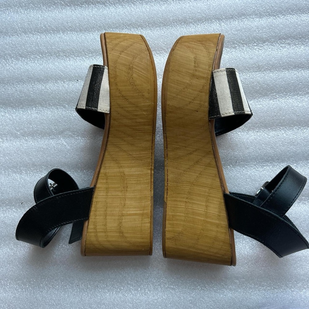Steve Madden Black and White Striped Platform Sandals - Picture 3 of 9